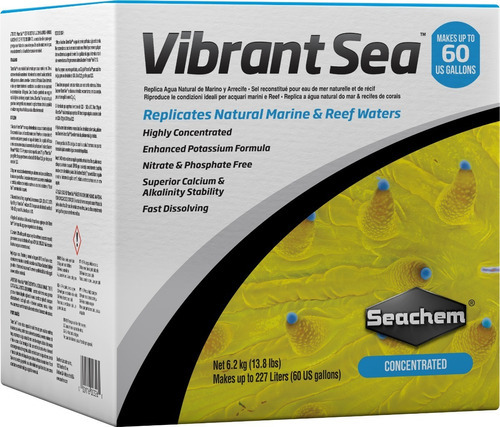 Seachem Sal Vibrant  Sea 6,25kg 227 Litros  Corais Marinho