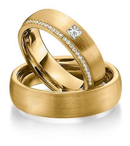 Par Alianças Ouro 18k Abauladas Com 26 Diamantes 6mm 16gr