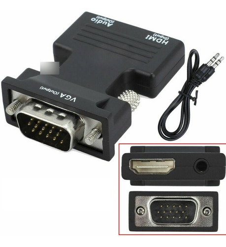 Adaptador Convertidorpuerto De  Hdmi A Ver En Vga 1080p 