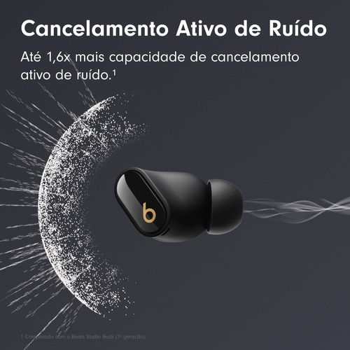 Beats Studio Buds + O autêntico fone sem fio com cancelamento de ruído – Preto e Dourado