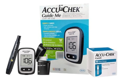 Glucometro Medidor Accuchek Guide + 50 Cintas Glicemia Color Negro