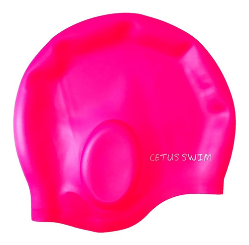 Touca De Silicone Para Natação Cobre Orelha Cabelo Volumoso Cor Rosa