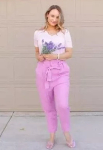 Pantalon Paper Bag Tiro Alto Con Cinta Mujer Talla Extra Xxl