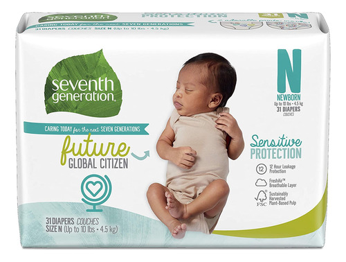 Seventh Generation Pañales Para Niños, Etapa 4, 25 Unidades