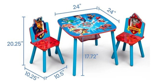 Set Infantil De Mesa Mesita Con 2 Sillas De Paw Patrol Niños
