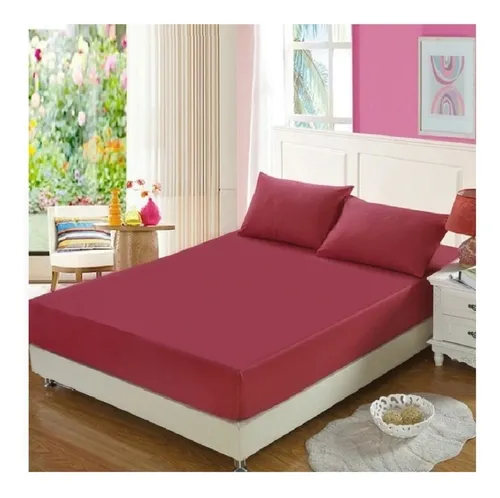 Sabana Ajustable Y 2 Fundas Cama King Vinotinto 40 Cms