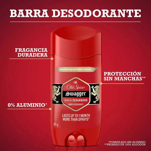 Old Spice Swagger Desodorante En Barra 4 De 85 Gr C/u Madera De Cedro