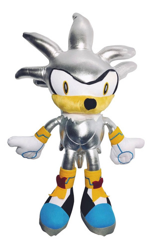 Peluche Super Sonic Silver Boom The Hedgehog Plateado 45cm