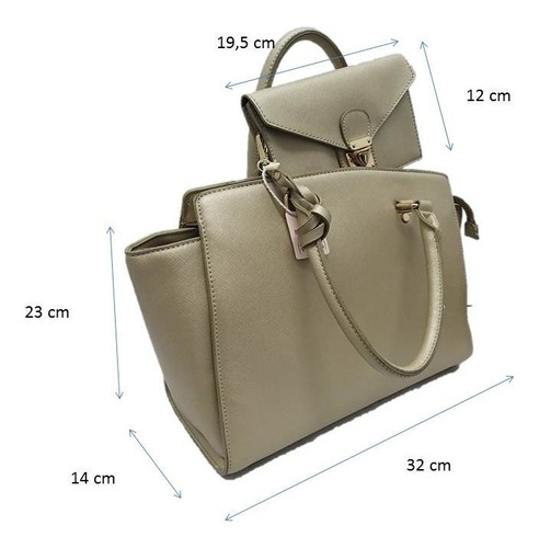 Imagen 7 de 7 de Bolso De Dama Tote Con Cartera Monedero Dorada