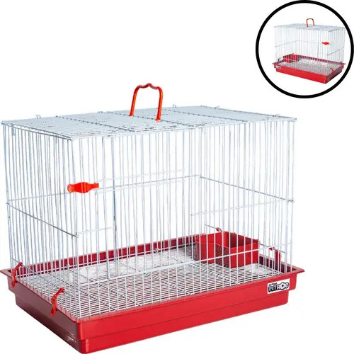 Gaiola Para Coelho Teto Reto Jel Plast Cor Vermelho