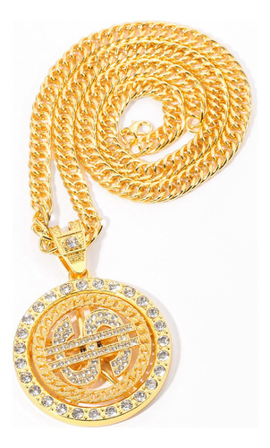 C 2pcs/set Hip Hop Hip Hop Creativo Collar Dólar Giratorio