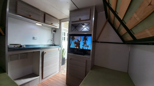 Mini Casa Rodante 2 Metros Para 4 Personas Equipada Tv Led