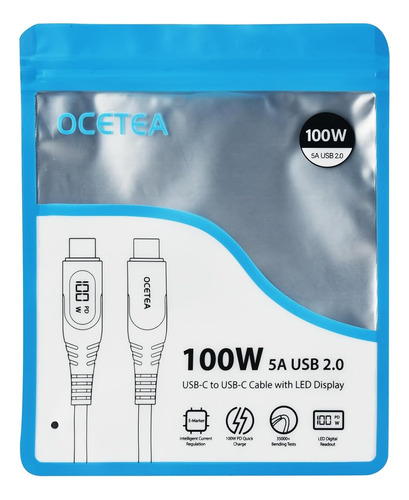 Cable Corto Ocetea Usb C A Usb C (100 W 5 A), Tipo C C De 1