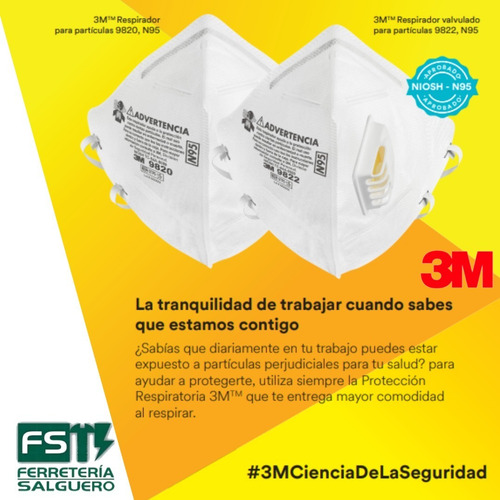Barbijo 3m Mascarilla Con Válvula 9822 X Unidad Vence2025 Fs