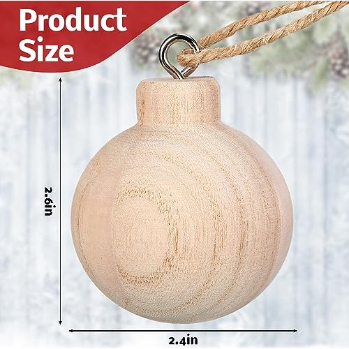 Conjunto De 6 Bolas De Navidad De Madera De Paulownia D...