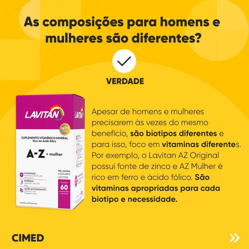Kit 02un Suplemento Vitaminico A-z Mulher 90 Capsula Lavitan