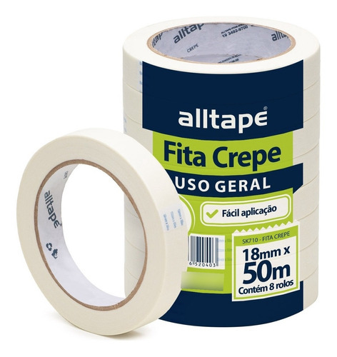  Alltape  SK710 fita crepe estreita 18mm X 50m 8 Rolos