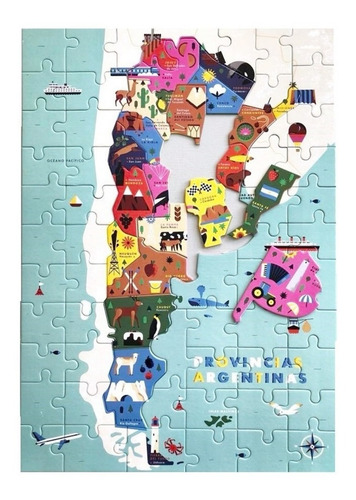 Imagen 2 de 2 de Rompecabezas Diente de León Provincias Argentinas de 77 piezas