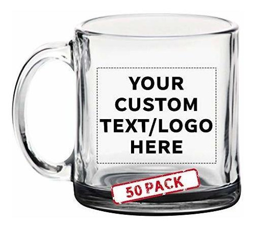 Custom Printed Libbey Clear Glass Coffee Mugs, 13 Oz, 50 Pac