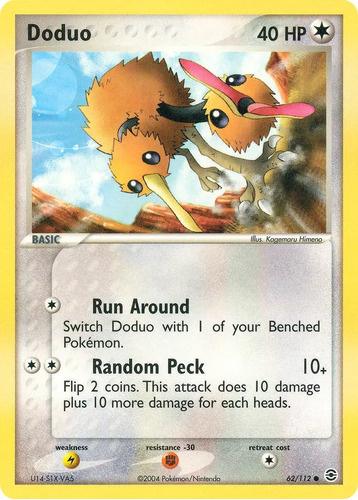 Cartas Pokemon Doduo 62/112 Ex Fire Red & Leaf Rg