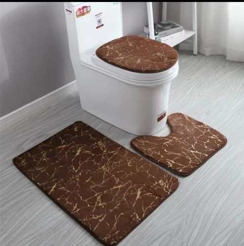 Set De Baño 3 Piezas Con Relieve Unicolor Tf.