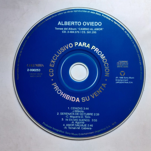 Cd Original Promo - Alberto Oviedo (cenizas)