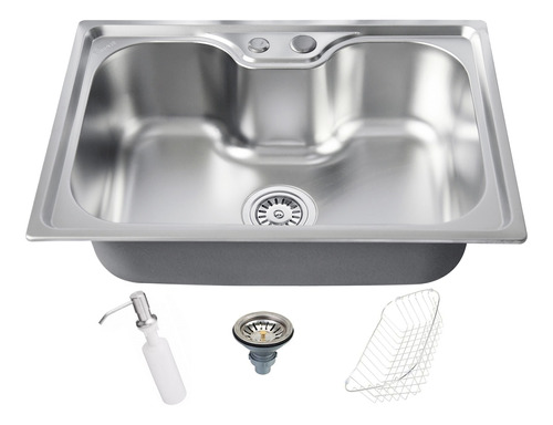 Kit Pia Cuba Cozinha Gourmet Aço Inox Luxo Prateado 60x42 Acetinado Brinovar