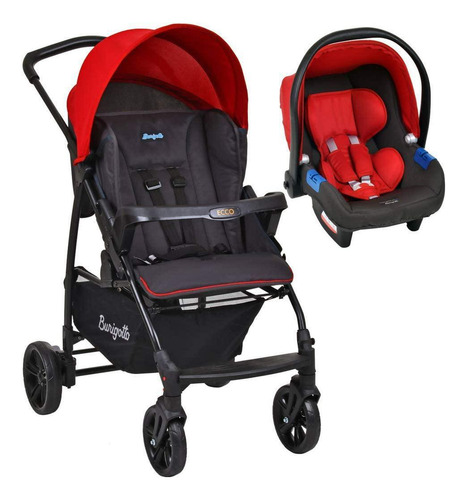 Travel System Ecco Bebê Conforto Touring X Cinza Vermelho