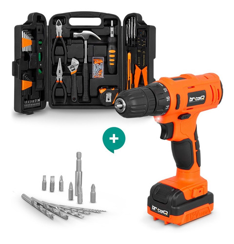 Imagem 1 de 6 de Kit Ferramentas + Furadeira Parafusadeira 3/8 12v Bivolt