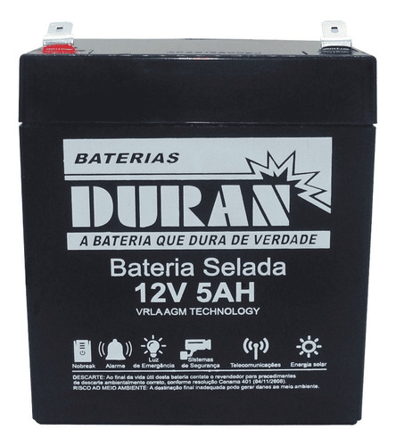 Bateria Selada 5ah 12v Vrla Alarme Nobreak Sms Apc Nhs