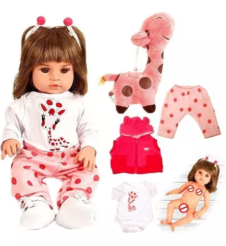 Bebe Reborn Silicone Menina Girafinha Com Carrinho Infantil - USA