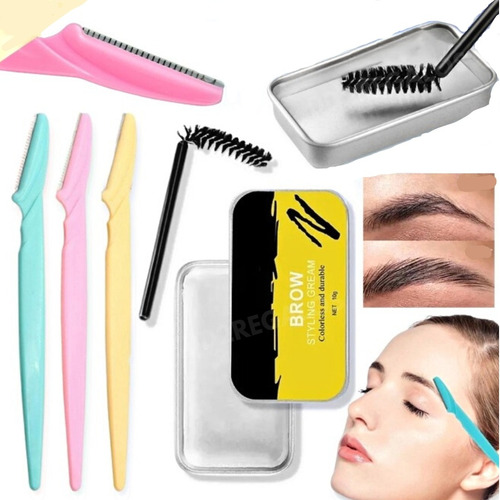 Combo Cera Jabón Para Cejas Con Cepillo +perfilador De Cejas