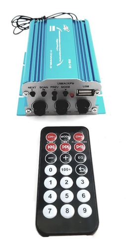 Amplificador 2 Canales 800 Watts Fm Usb Aux Dxr 010-110 Color Azul