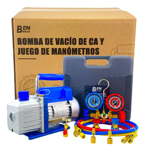 4cfm 1/3hp Bomba De Vacío  + Manómetro R134a/r22/r410a/r404a