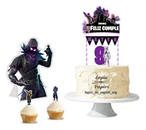 Comprar Adorno Torta Cake Topper Cumpleaños Deco Mesa Fortnite Negro Fortnite