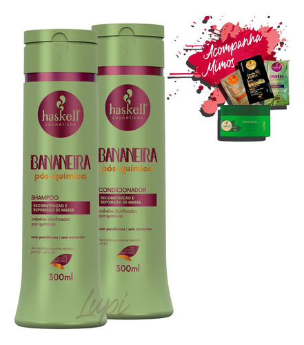  Kit Haskell Bananeira Shampoo Condicionador 300ml