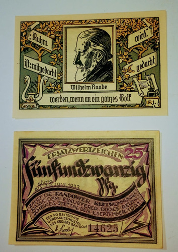 2 Notgeld Alemania 1922 Unc 1922