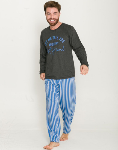 Pijama Masculino Adulto Longo Meia Malha Borth Evanilda 0021