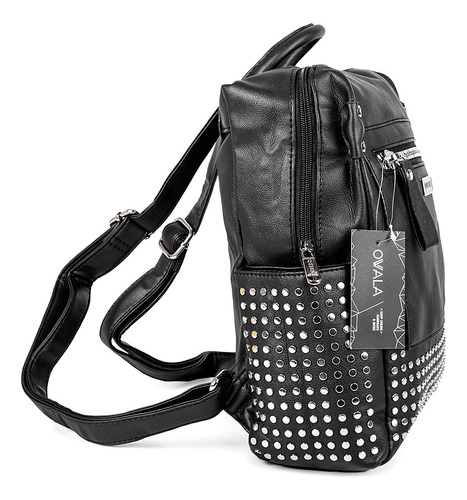Mochilas Mujer Cuero Sintetico Tachas Urbanas Negras