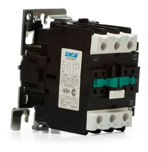 Imagen 3 de 8 de Contactor Tripolar 40a 1na + Nc 220v/24v Sica 4011