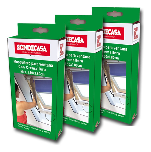 Pack 3 Mosquiteros Sondecasa Velcro Con Cierre  1,5x1,8m