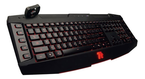 Teclado gamer Tt eSPORTS Challenger Pro QWERTY inglês US cor preto com luz vermelho