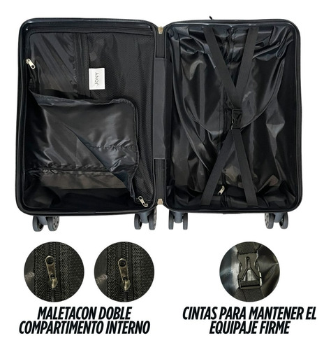 Set De Maletas 20 Y 18 Pulgadas Carry On Ligeras Con Ruedas Negro Rayas