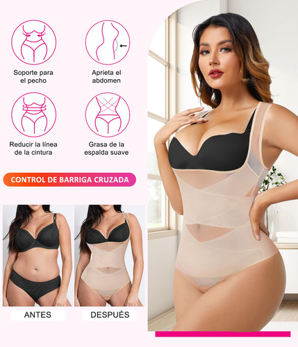 Beis Body Moldeador Control De Abdomen Tanga Busto Abierto