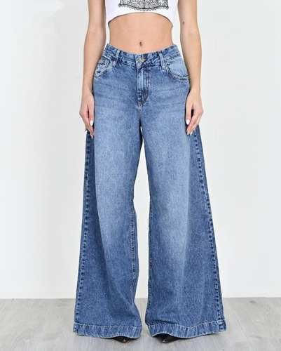 Jean Wide Leg Tiro Medio Primera Calidad Dama Diva