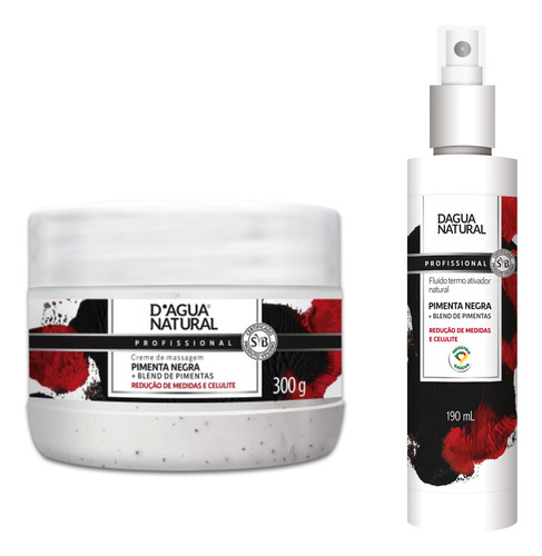 Kit Redutor Medidas Creme Pimenta Negra E Fluído Dagua Natu Fragrância Própria