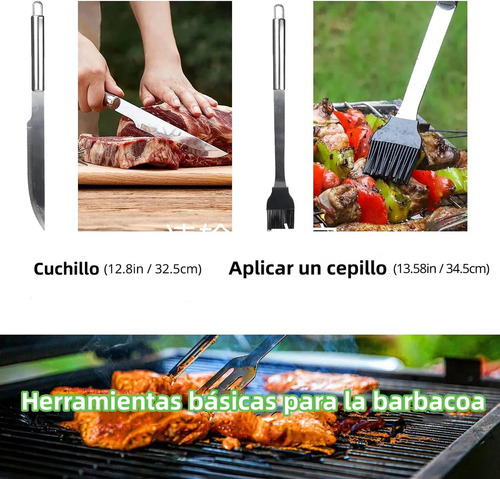 Kit 9 Utensílios Asador Parrilla Barbacoa Cozinha Aço Inox