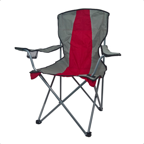 Cadeira Dobrável Voyager Vermelha Da Neoblue - Estrutura Reforçada, Forro Duplo, Apoio De Braço, Porta-copos, Até 120kg - Conforto Superior Para Camping E Lazer