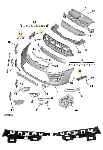 Soportes Parachoque Delantero Citroen C4 2004-2011 741679