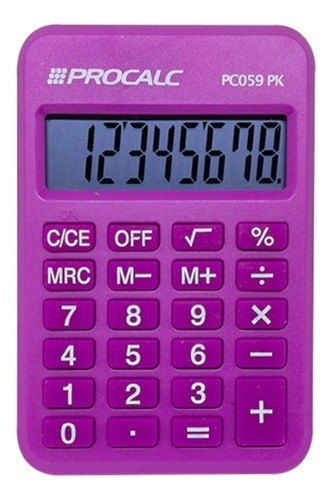 Calculadora De Bolso 08 Dígitos Procalc Pc059 Rosa